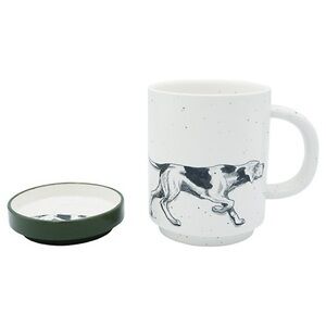 NWT Red Shed Dog Mug and Coaster Set in Ivory